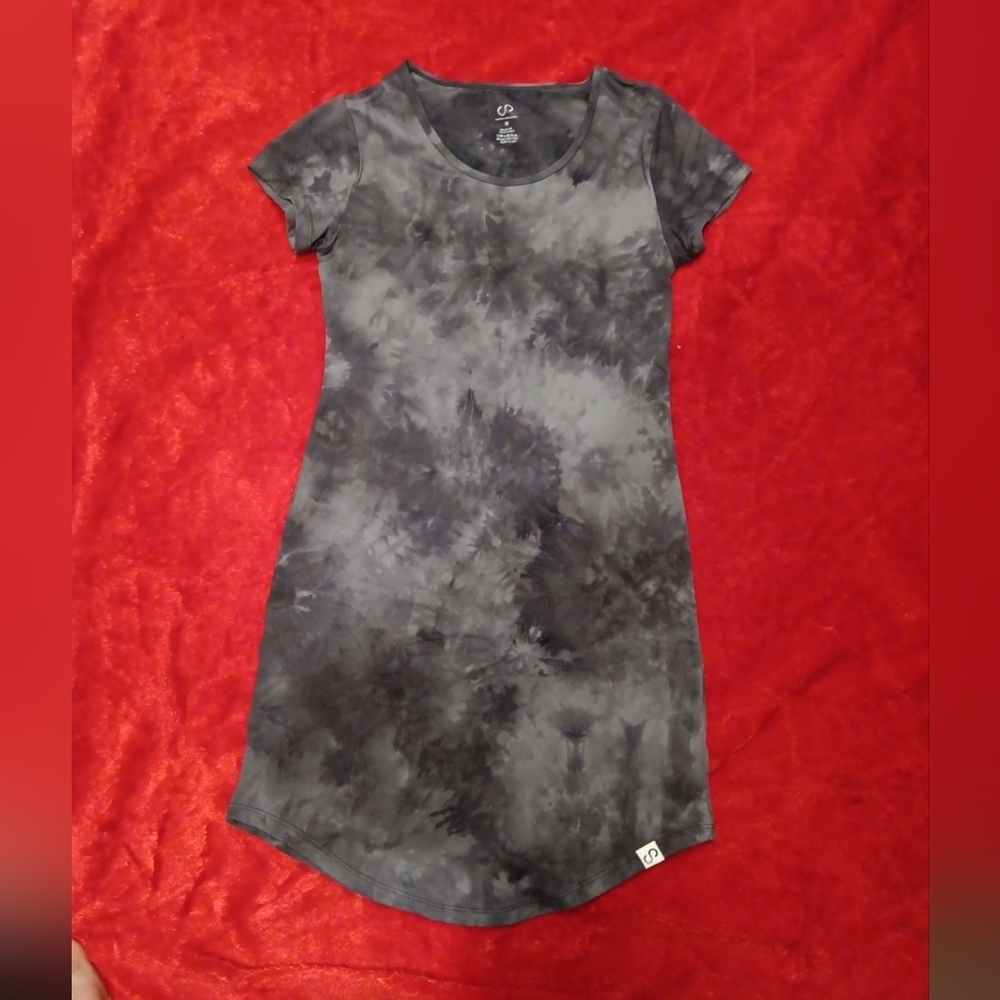 Curves in Combat Boots Black Tie Dye T-Shirt Dress Women's Size M New
